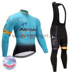 Wielershirt Lange Mouw en Lange Koersbroek 2017 Astana Pro Team Dames Winter M001