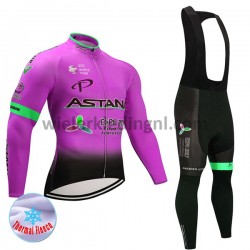Wielershirt Lange Mouw en Lange Koersbroek 2017 Astana Pro Team Dames Winter M003