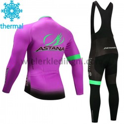 Wielershirt Lange Mouw en Lange Koersbroek 2017 Astana Pro Team Dames Winter M003