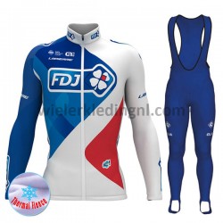 Wielershirt Lange Mouw en Lange Koersbroek 2017 FDJ Dames Winter M001