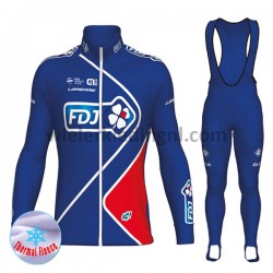 Wielershirt Lange Mouw en Lange Koersbroek 2017 FDJ Dames Winter M002