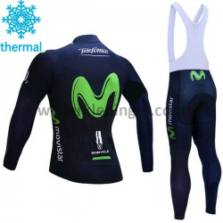Wielershirt Lange Mouw en Lange Koersbroek 2017 Movistar Team Dames Winter M001
