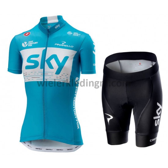 Wielershirt en Kort Fietsbroek 2018 Team Sky Dames M002