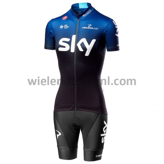 Wielershirt en Kort Fietsbroek 2019 Team Sky Dames M001