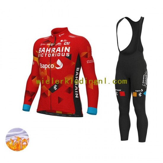 Wielershirt Lange Mouw en Lange Koersbroek Winter 2022 Team Bahrain Victorious Heren N001