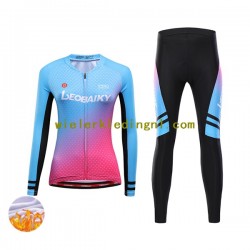 Wielershirt Lange Mouw en Fietsbroek Lang Winter Leobaiky Dame N001