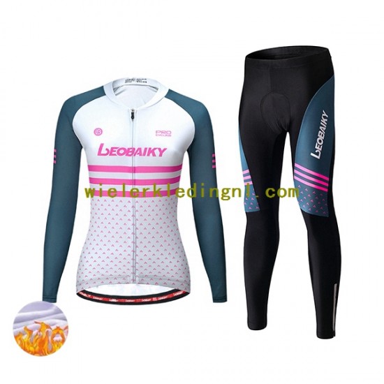 Wielershirt Lange Mouw en Fietsbroek Lang Winter Leobaiky Dame N003