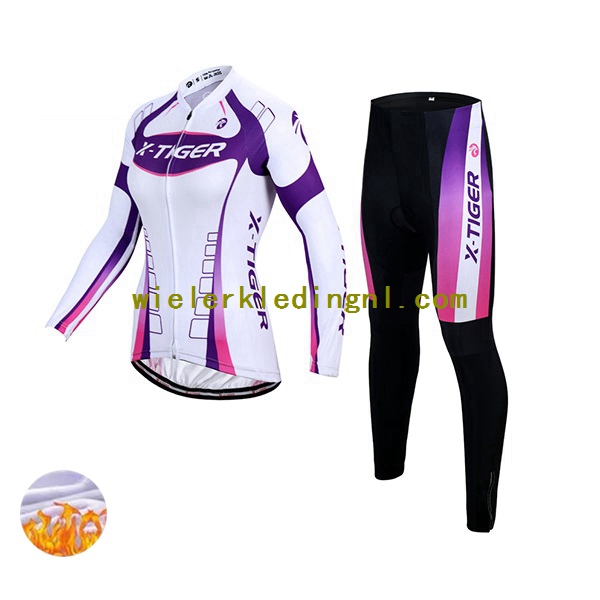 X-TIGER Mannen Lange Mouwen Fietsen Pakken Set Wielertrui Met 5D Gel Gewatteerde Bib Broek Broek Herfst Winter Thermische Fleece Winddicht Jas Fietsen Kleding Set Outdoor Sportkleding